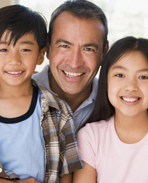 father with two children